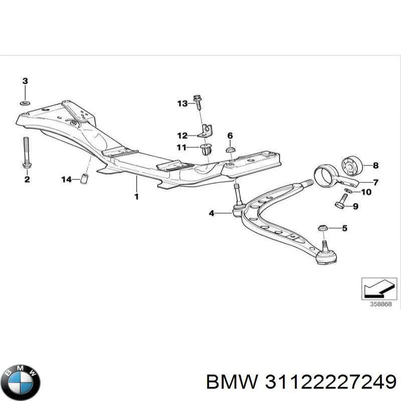 Важіль передньої підвіски нижній, лівий 31122227249 BMW