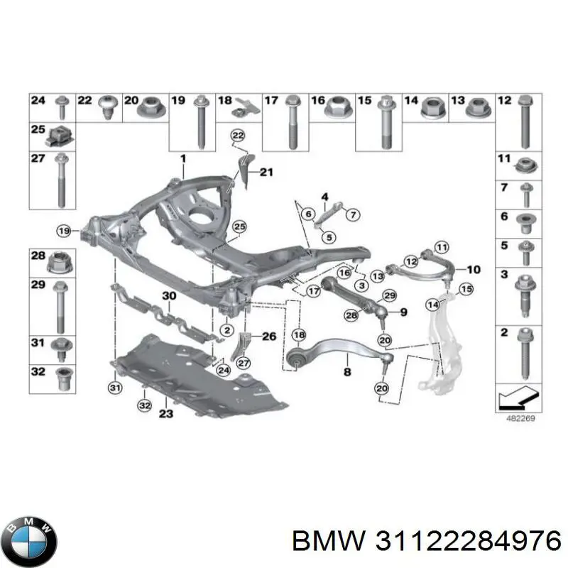 31122284976 BMW Важіль передньої підвіски нижній, правий
