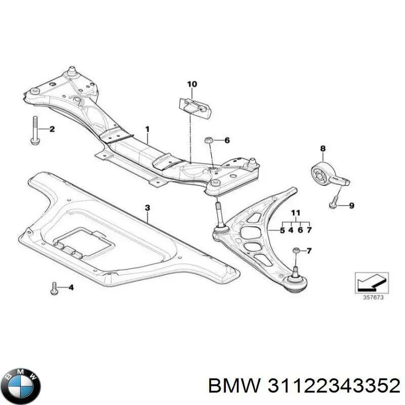 Важіль передньої підвіски нижній, правий BMW 31122343352 ціна, від 83.61 USD