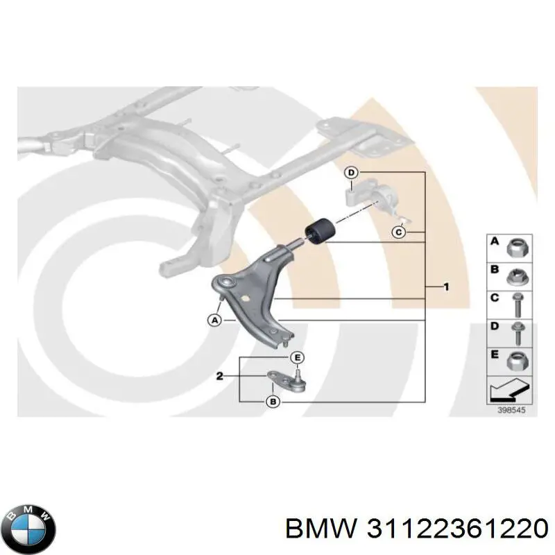 Кульова опора, нижня, права BMW 31122361220 ціна, від 21.28 USD