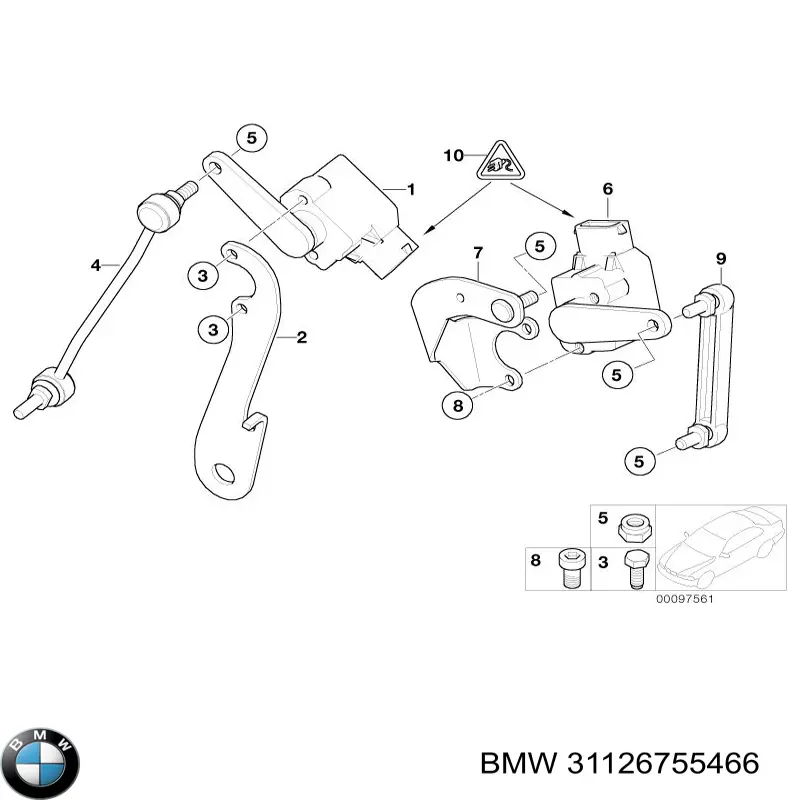 31126755466 BMW тяга датчика рівня положення кузова, передня