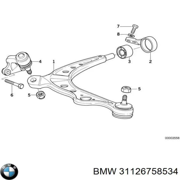 Купити 31126758534 BMW Важіль передньої підвіски нижній, правий