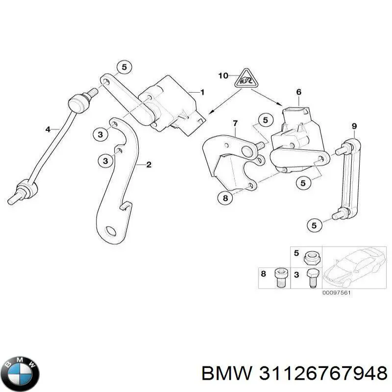 Кронштейн датчика рівня кузова на BMW 7 (E65, E66, E67)