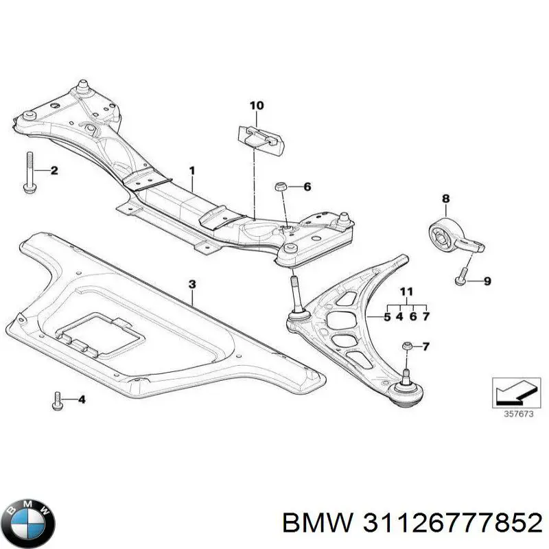 Важіль передньої підвіски нижній, правий 31126777852 BMW