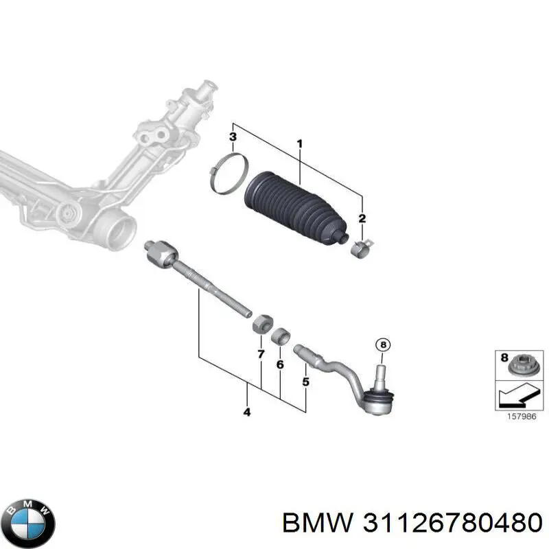 31126780480 BMW Гайка болта кріплення переднього важеля, нижнього