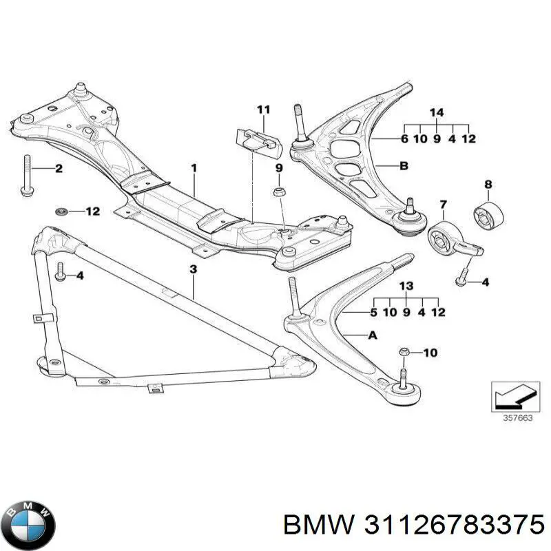 Сайлентблок нижнего переднего рычага  BMW 31126783375