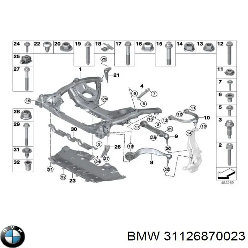 Важіль передньої підвіски верхній, лівий/правий BMW 31126870023 ціна, від 164.67 USD
