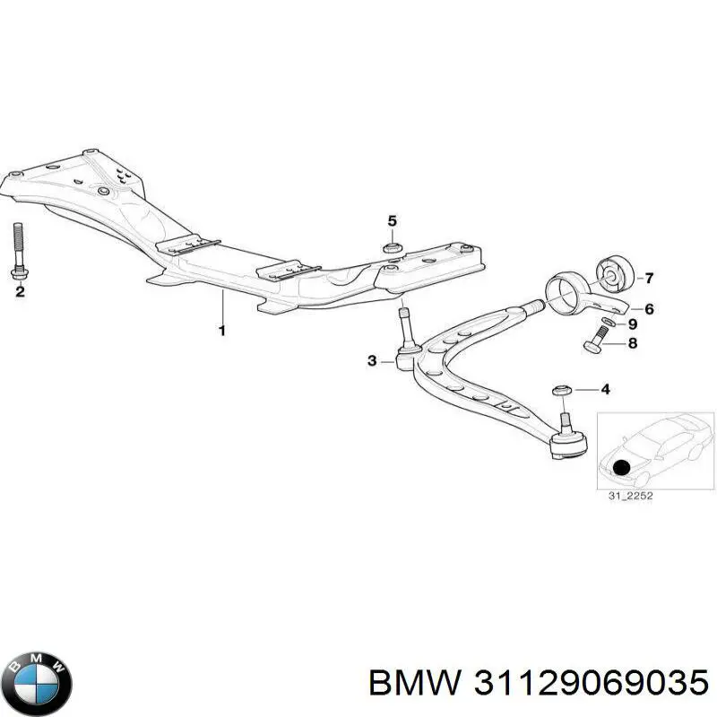 Сайлентблок нижнього важеля передньої підвіски BMW 31129069035 ціна, від 27.20 USD