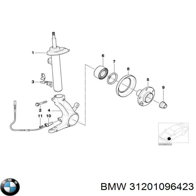 Маточина колеса передня BMW 31201096423 ціна, від 159.69 USD