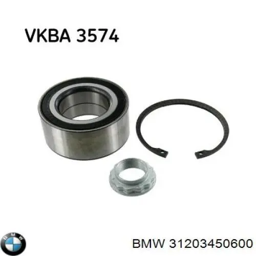 Комплект підшипник маточини передньої BMW 31203450600 ціна, від 39.99 USD