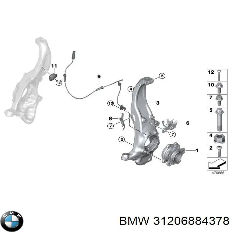 Цапфа поворотного кулака BMW 31206884378 ціна, від 242.46 USD