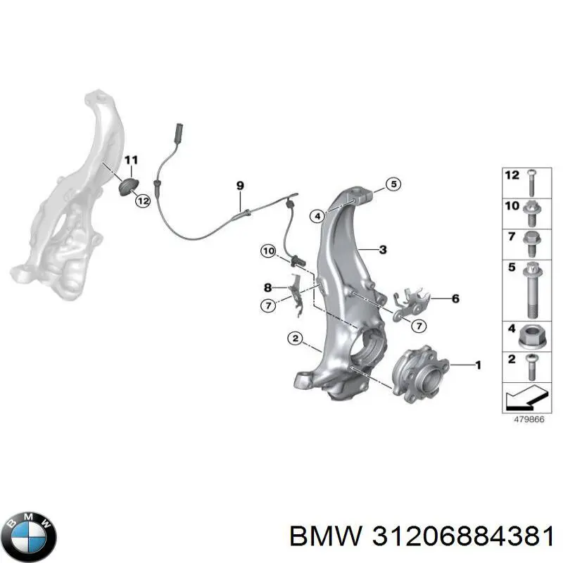 Цапфа поворотна ліва BMW 6884381 ціна, від 215.37 USD
