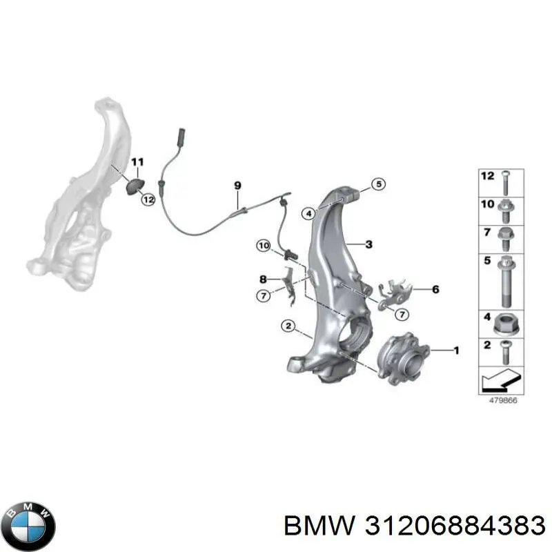 Цапфа - поворотний кулак передній, лівий BMW 31206884383 ціна, від 215.47 USD