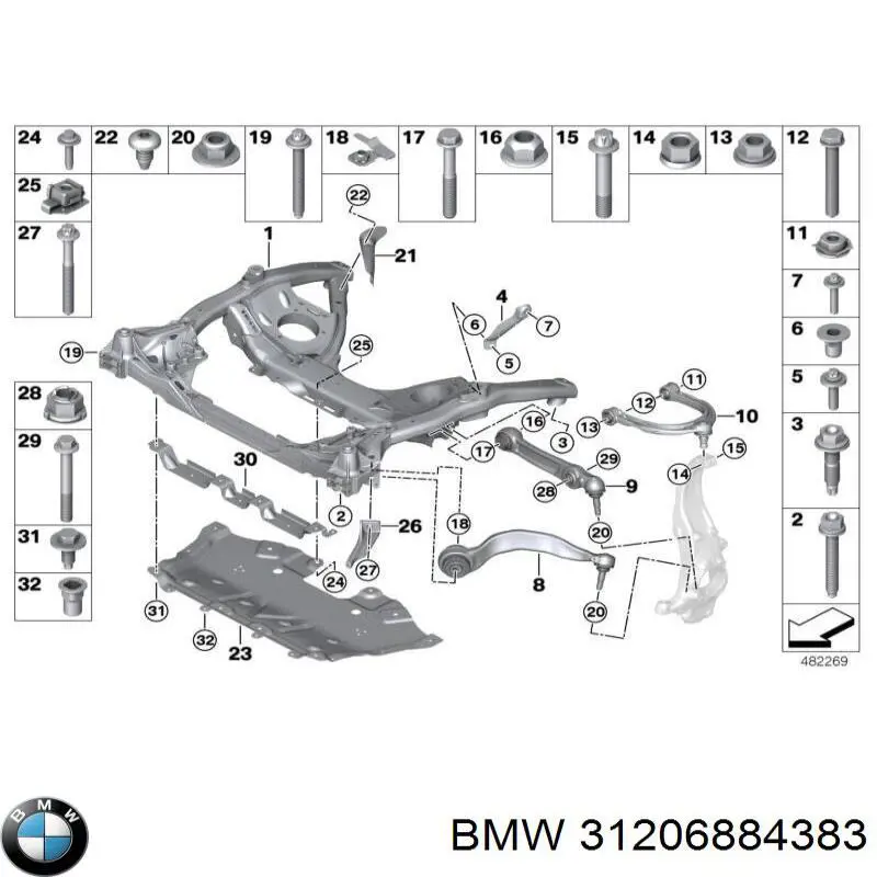 31206884383 BMW Цапфа передня ліва