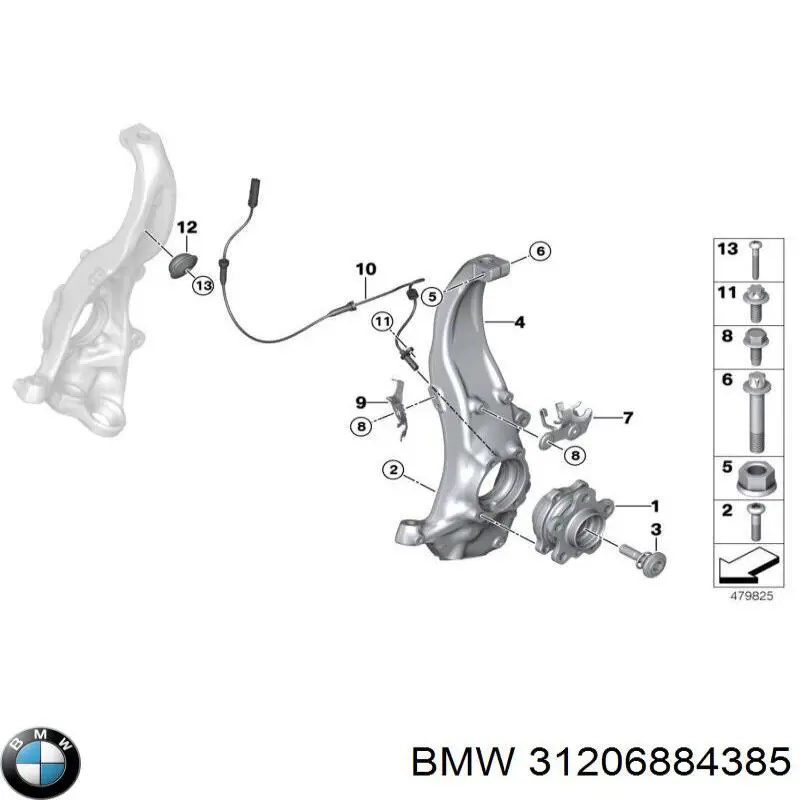 Купити 31206884385 BMW Цапфа передня ліва