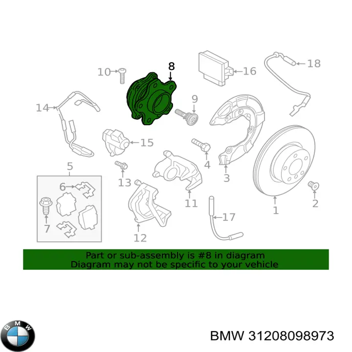 31208098973 BMW Маточина задня