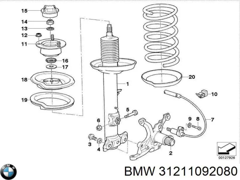 Цапфа поворотна права BMW 31211092080 ціна, від 13.84 USD