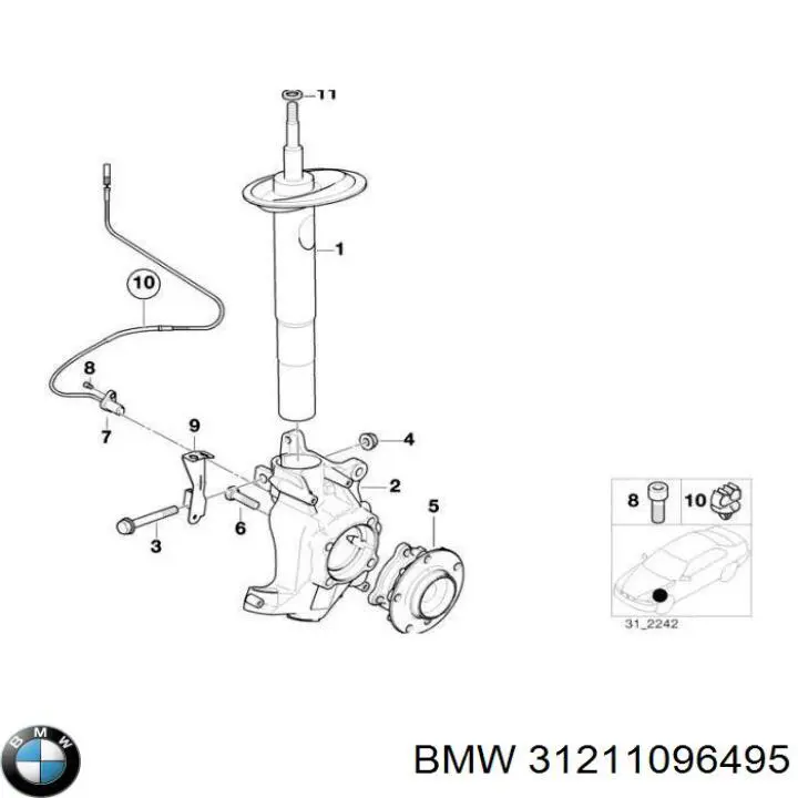 31211096495 BMW цапфа - поворотний кулак передній, лівий