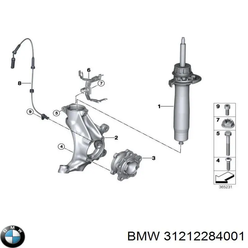 Цапфа - поворотний кулак передній, лівий BMW 31212284001 ціна, від 316.64 USD