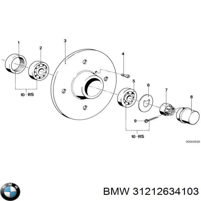 Підшипник маточини передньої, зовнішній BMW 31212634103