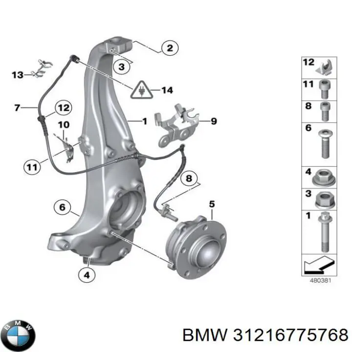 31216775768 BMW цапфа - поворотний кулак передній, правий