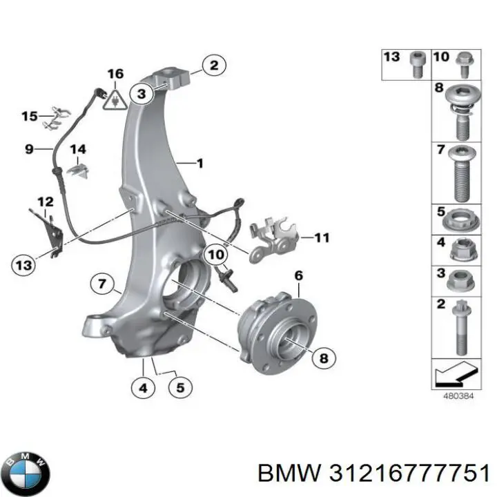 31216777751 BMW цапфа - поворотний кулак передній, лівий