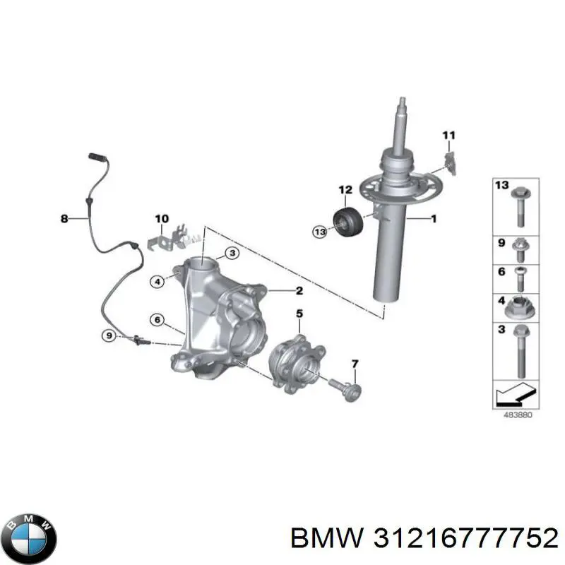 Купити 31216777752 BMW Кулак поворотний передній правий