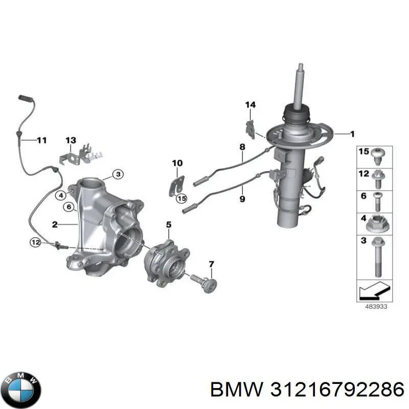 Цапфа передні праві BMW 6792286 ціна, від 140.18 USD
