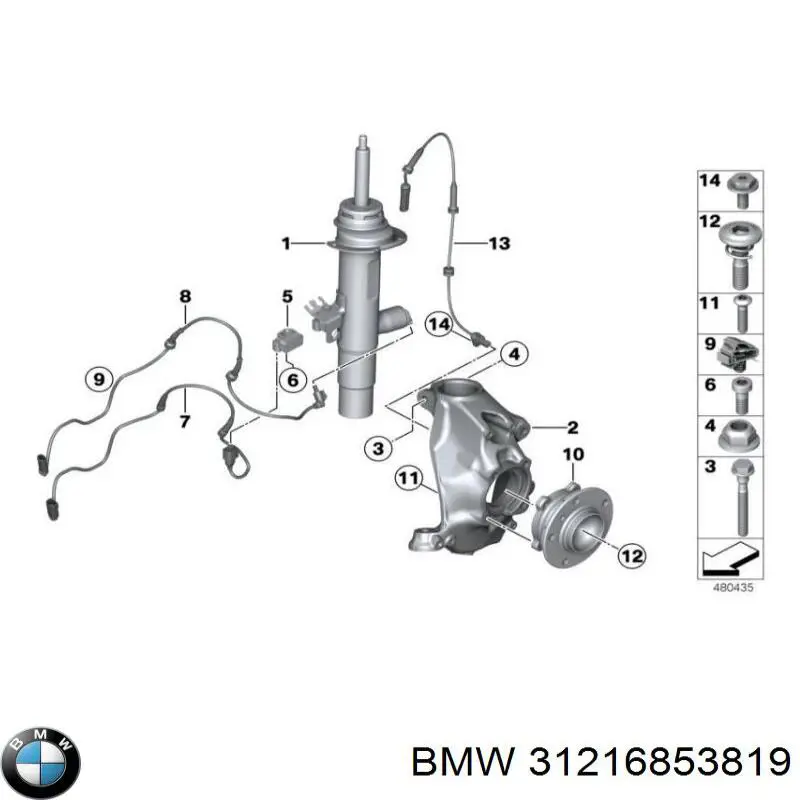 31216853819 BMW цапфа - поворотний кулак передній, лівий