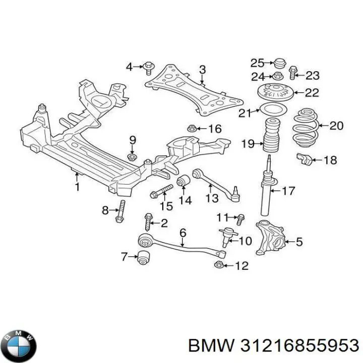 Ku1918 31216855953 кулак поворотний перед l bmw x3 f25 10-17 на BMW X3 F25