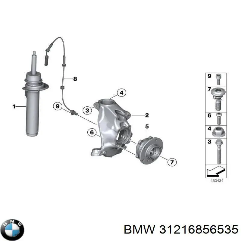 Цапфа поворотного кулака BMW 31216856535 ціна, від 440.47 USD