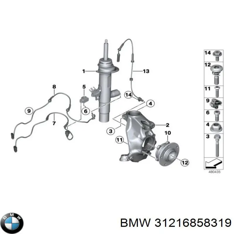 31216858319 BMW Цапфа передня ліва