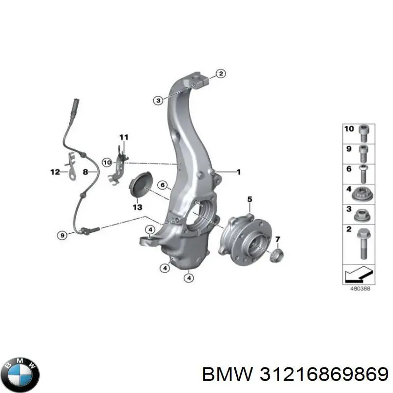 31216869869 BMW цапфа - поворотний кулак передній, лівий