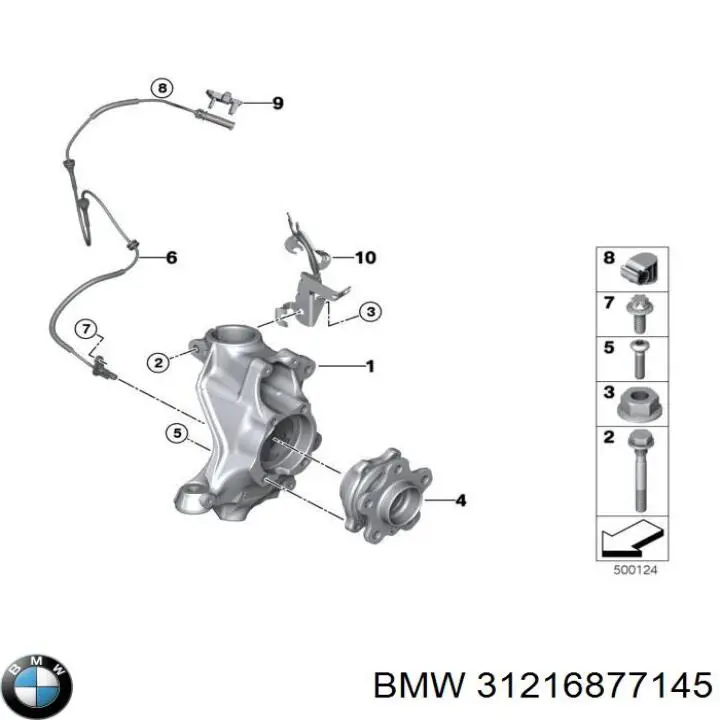 31216877145 BMW Цапфа передня ліва