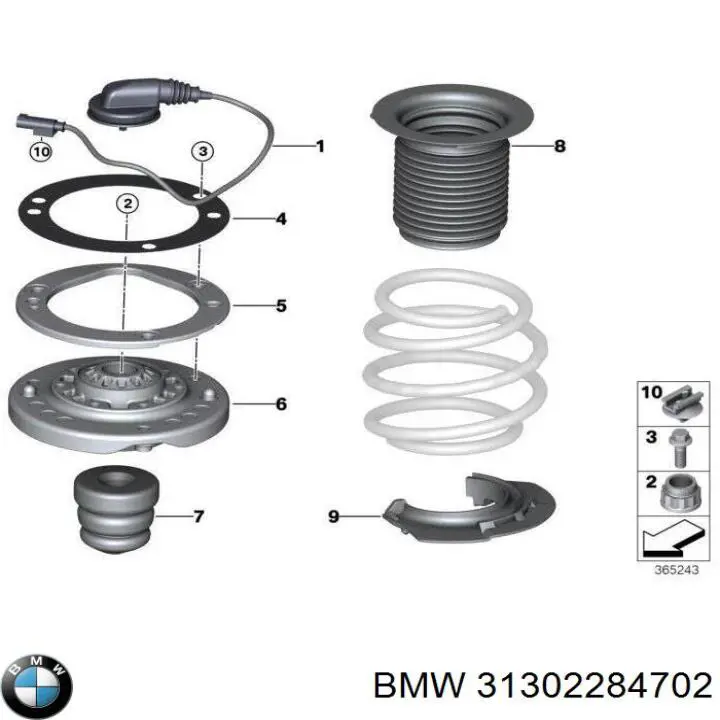 Купити 31302284702 BMW Опора амортизатора заднього