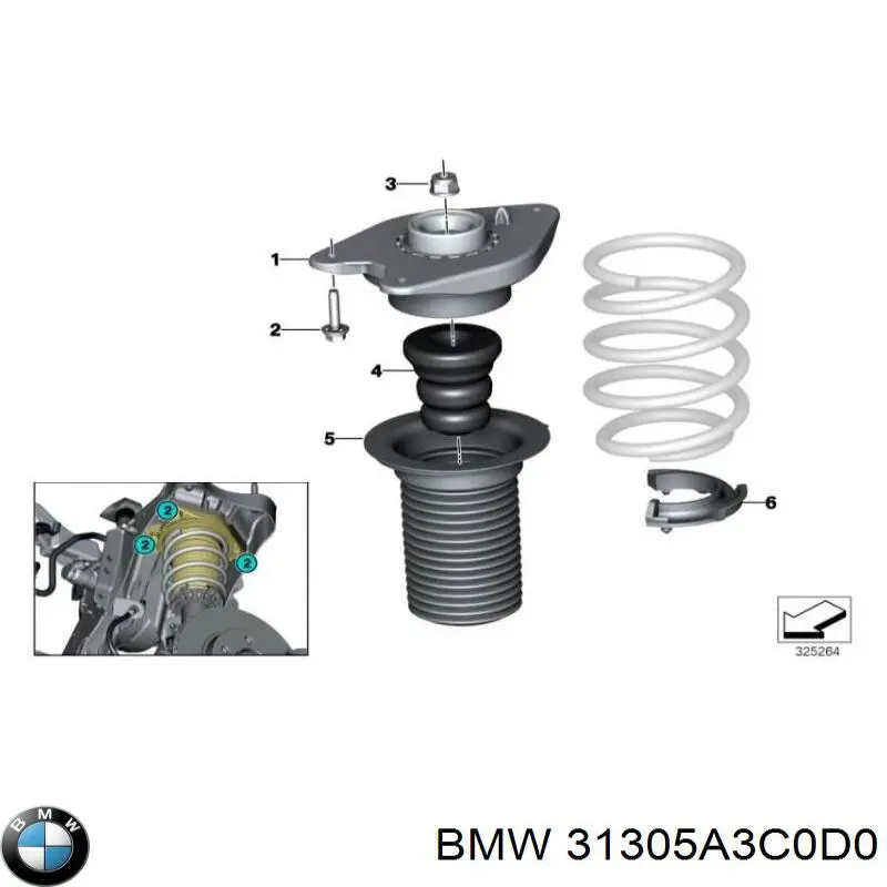 Опора стійки амортизатора переднього BMW 31305A3C0D0 ціна, від 50.73 USD