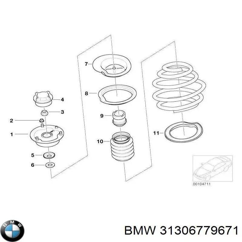 Купити 31306779671 BMW Опора амортизатора заднього