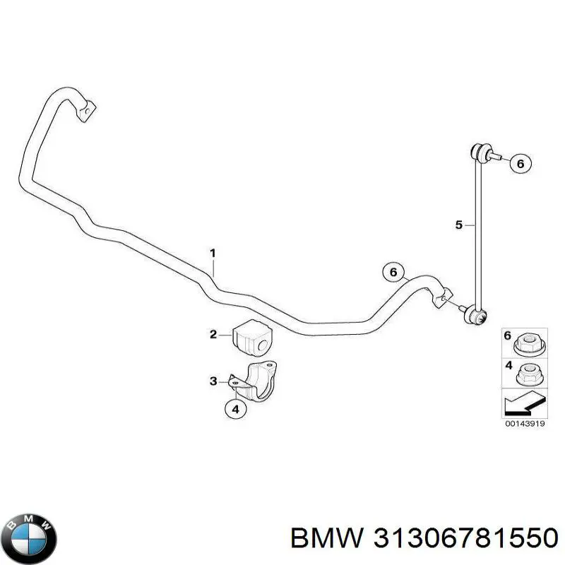 Стійка стабілізатора переднього, права 31306781550 BMW