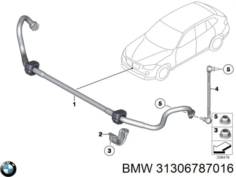 Хомут кріплення втулки стабілізатора, переднього BMW 31306787016 ціна, від 6.33 USD