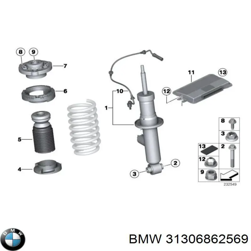 Купити 31336862569 BMW Проставка (гумове кільце) пружини передньої, верхня