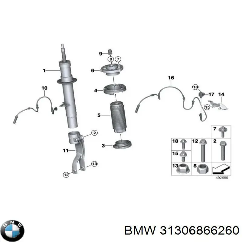 31306866260 BMW Кріплення переднього амортизатора