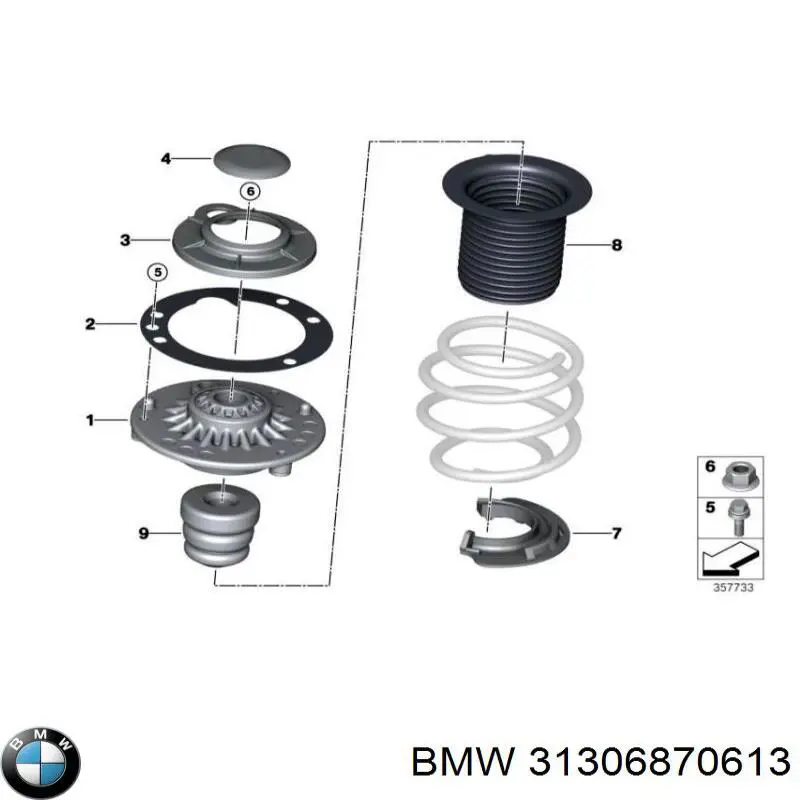 Опора стійки амортизатора переднього BMW 31306870613 ціна, від 78.10 USD