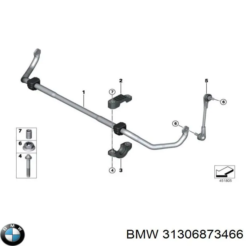 Стабілізатор передній стійкості BMW 31306873466 ціна, від 33.15 USD