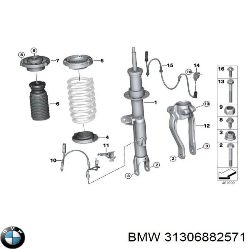 Опора стійки амортизатора переднього BMW 31306882571 ціна, від 102.03 USD