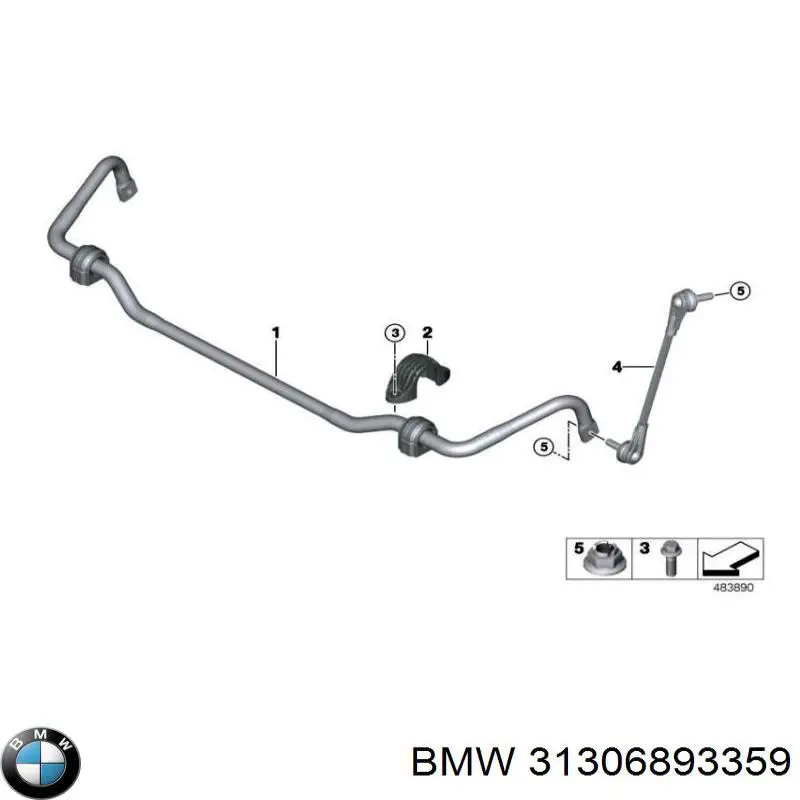 Стійка стабілізатора переднього, ліва 31306893359 BMW