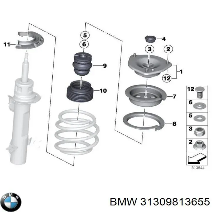 Амортизатор передній, лівий 31309813655 BMW