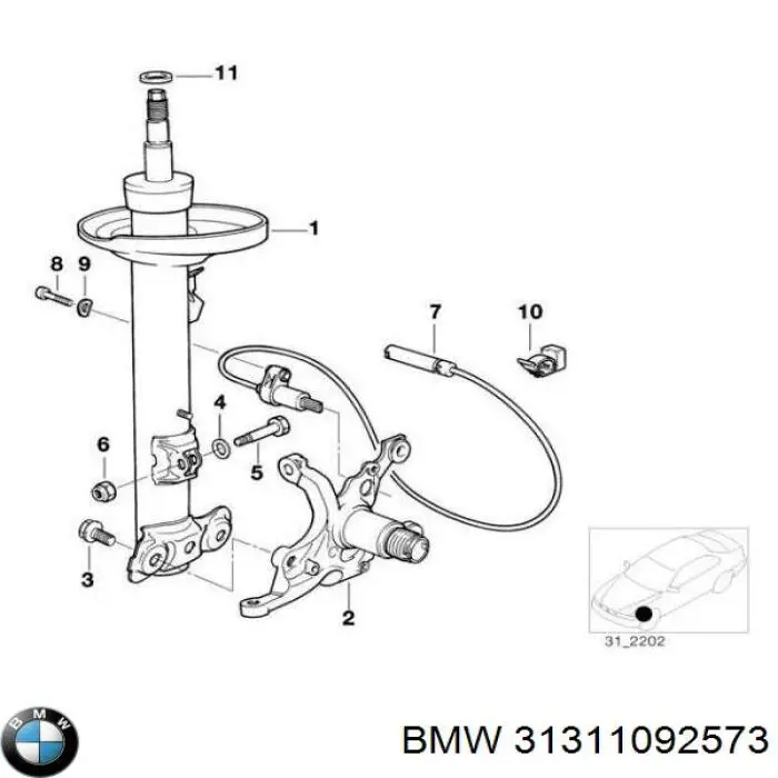 Амортизатор передньої підвіски, лівий BMW 31316753261 ціна, від 126.69 USD