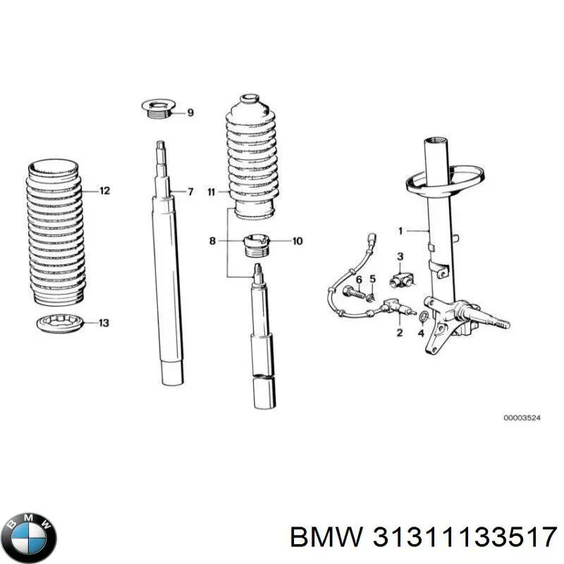 Стойка амортизатора передняя BMW 31311133517 ціна, від 40.58 USD