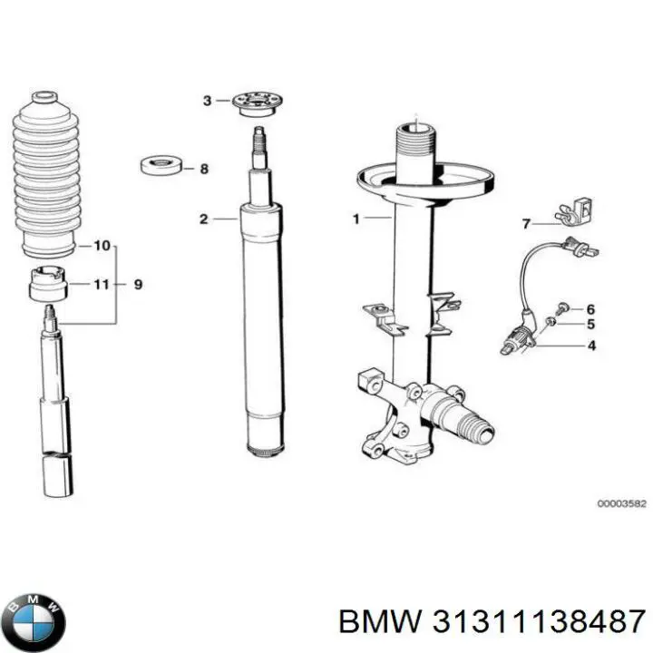 31311138487 BMW Цапфа поворотна ліва