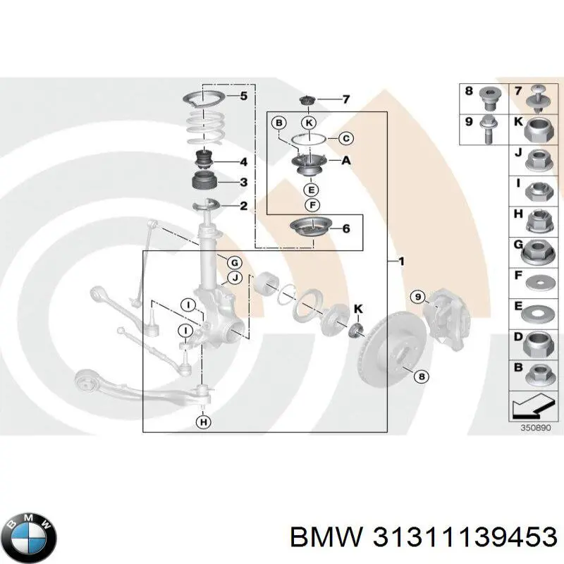 Гайка штока амортизатора переднього BMW 31311139453